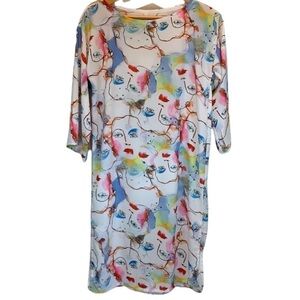 Garnish Katara Lost in a Dream Dress Rainbow Watercolor Women’s Size Small NWT!